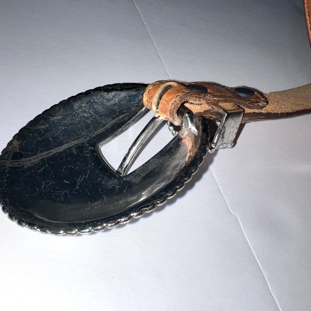 Tony Lama Size 32 5597L 1" Mens Ostrich Print Belt Silver Toned Buckle Western - Picture 6 of 13